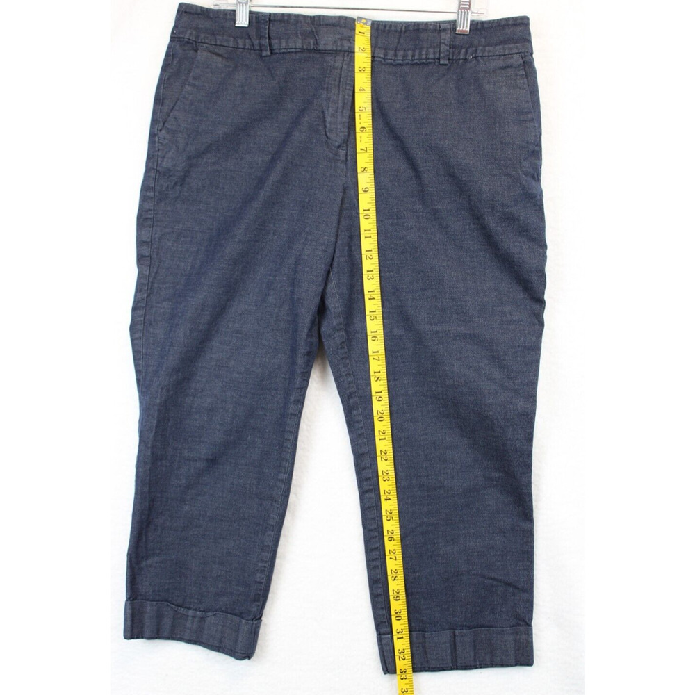 Ann Taylor Capri Denim Pants Women 14 Mid‎ Rise Cuffed Hem Flat Front Blue Jean